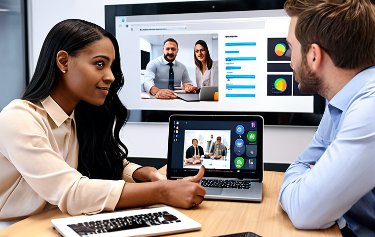 **Effective Communication:** A diverse team collaborating in a modern office. Focus on clear visuals demonstrating listening, speaking, and written communication. Include elements of technology (laptops, tablets) to reflect the digital age.