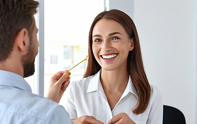 **

"Smiling customer receiving excellent service from a business representative. Focus on customer satisfaction and a positive brand image. Bright, professional setting."

**