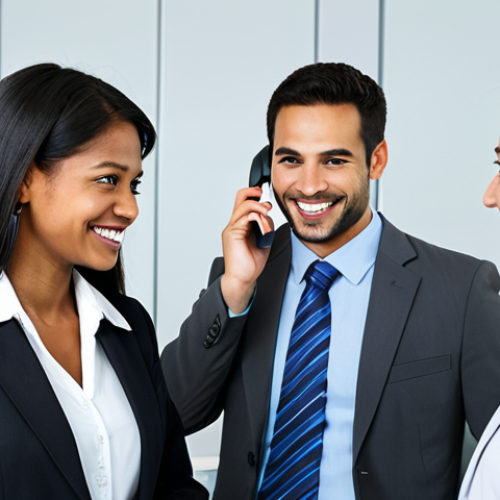 A diverse group of professional customer service representatives, fully clothed in modest business suits and appropriate attire, empathetically engaging with various customers. One representative is calmly listening to a customer on the phone, another is offering a reassuring smile to a visitor, and a third is explaining data clearly to an analytical customer. The setting is a brightly lit, modern, and clean customer service office with subtle digital interfaces visible. Professional photography, high resolution, soft studio lighting. safe for work, appropriate content, fully clothed, professional, family-friendly, perfect anatomy, correct proportions, natural pose, well-formed hands, proper finger count, natural body proportions.