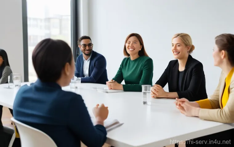 서비스관리사와 사내 워크숍 발표 준비 - **Prompt 1: Engaging Workshop Storytelling**
    "A vibrant and diverse group of professional adults...