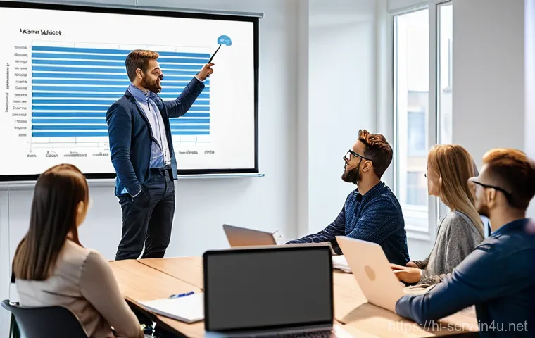 서비스관리사와 사내 워크숍 발표 준비 - **Prompt 1: Engaging Workshop Storytelling**
    "A vibrant and diverse group of professional adults...