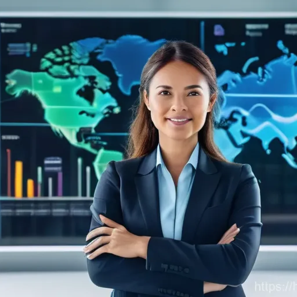 서비스관리사와 데이터 시각화 - **Prompt:** "A dynamic and inspiring service manager, a woman in her late 30s with a confident and i...