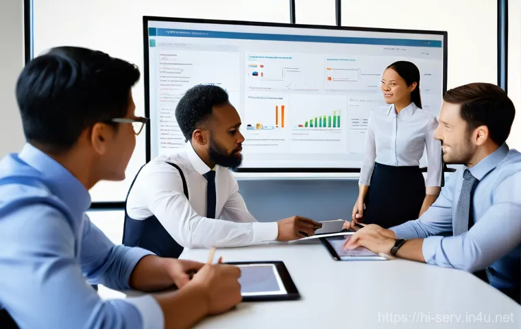 서비스관리사와 데이터 시각화 - **Prompt:** "A dynamic and inspiring service manager, a woman in her late 30s with a confident and i...