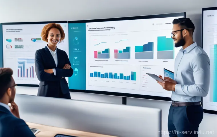 서비스관리사와 업무 보고서 작성법 - **Prompt: A diverse group of young, professional service managers, dressed in modern business casual...