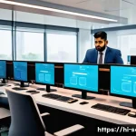 서비스관리사와 스마트 서비스 설계 - A modern customer service center scene in India, featuring diverse Indian professionals using smart ...