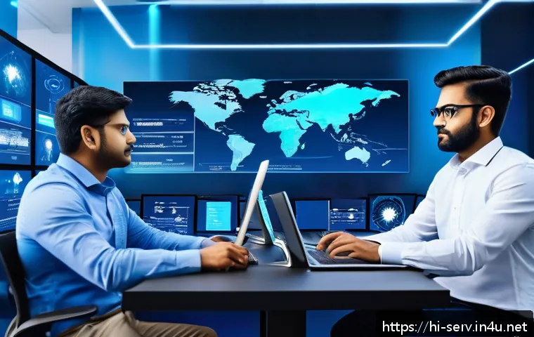 서비스관리사와 IT 서비스 관리 사례 - A futuristic digital workspace showcasing a diverse team of Indian IT professionals collaborating on...