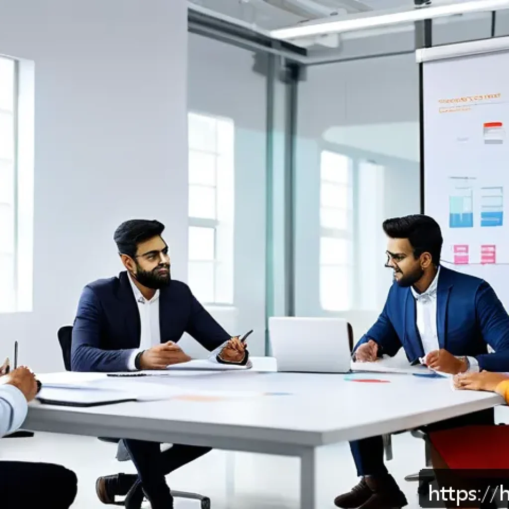 서비스관리사와 직원 역량 강화 - A professional office environment featuring a diverse team of Indian employees engaged in a collabor...