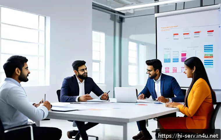 서비스관리사와 직원 역량 강화 - A professional office environment featuring a diverse team of Indian employees engaged in a collabor...